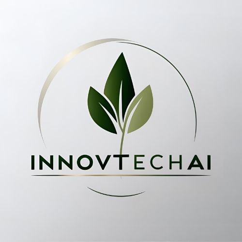 Canva AI Review: Is It the Ultimate AI Design Tool? (2025 Guide) 2 A minimalist logo design with a green leaf and text InnovTechAI